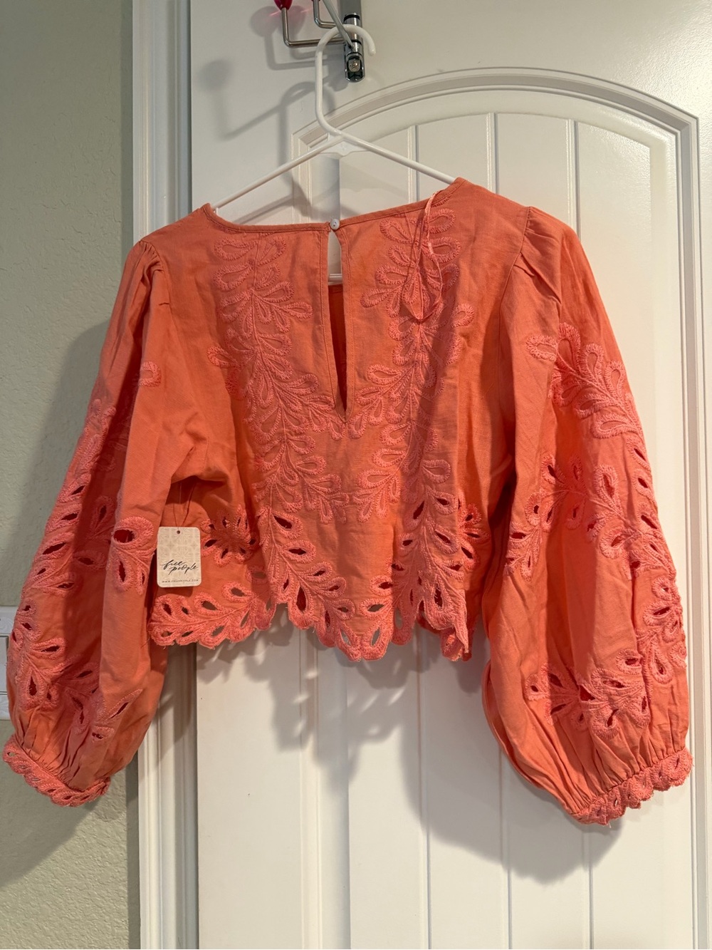 Free People Coral Eyelet Cropped Top - Picture 9 of 10